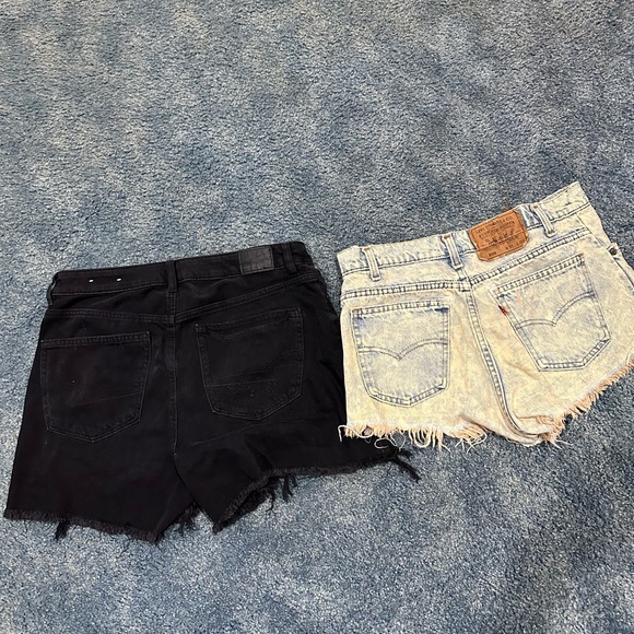 American Eagle Outfitters Black and Distressed Denim Shorts - Picture 2 of 2